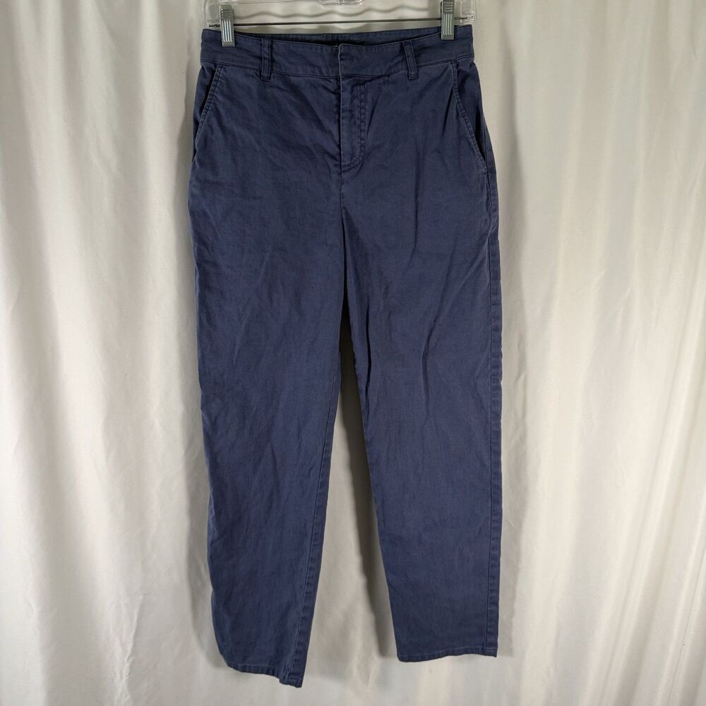Peruvian Connection Linen Blend Pants Women's 4 Blue Flat Front Slash Pockets